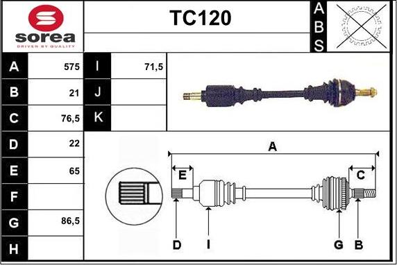 Sera TC120 - Приводной вал autospares.lv