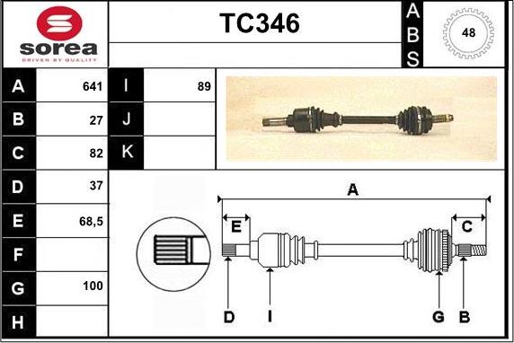 Sera TC346 - Приводной вал autospares.lv