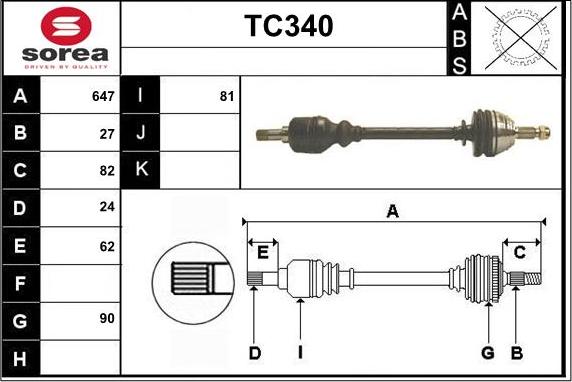 Sera TC340 - Приводной вал autospares.lv