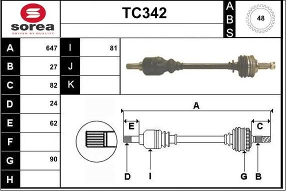 Sera TC342 - Приводной вал autospares.lv