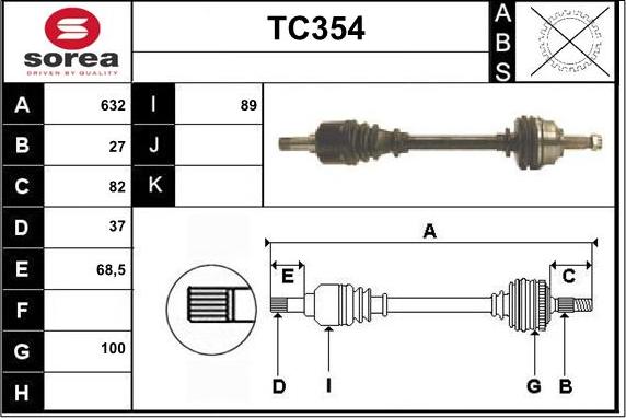 Sera TC354 - Приводной вал autospares.lv