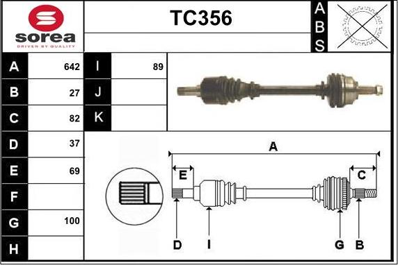 Sera TC356 - Приводной вал autospares.lv