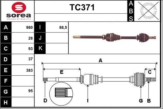 Sera TC371 - Приводной вал autospares.lv