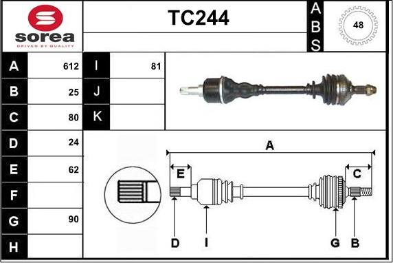 Sera TC244 - Приводной вал autospares.lv