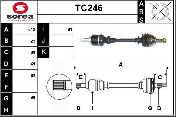 Sera TC246 - Приводной вал autospares.lv