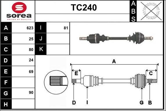 Sera TC240 - Приводной вал autospares.lv