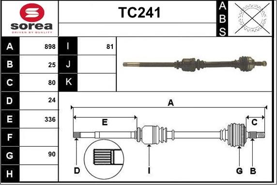 Sera TC241 - Приводной вал autospares.lv