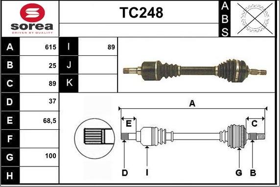 Sera TC248 - Приводной вал autospares.lv