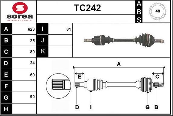 Sera TC242 - Приводной вал autospares.lv