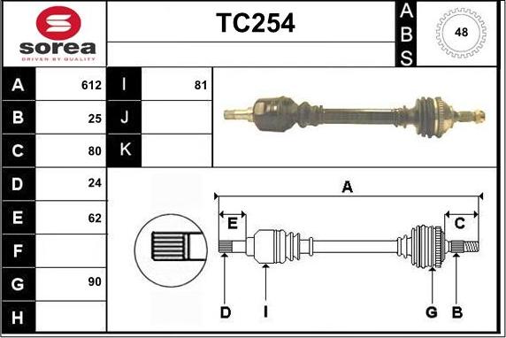 Sera TC254 - Приводной вал autospares.lv