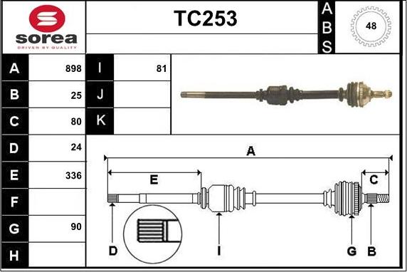 Sera TC253 - Приводной вал autospares.lv