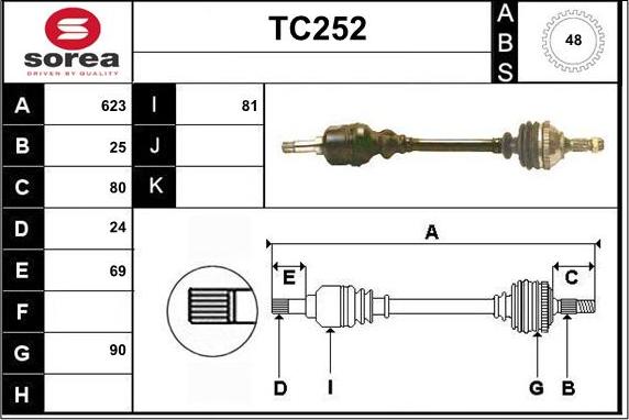 Sera TC252 - Приводной вал autospares.lv