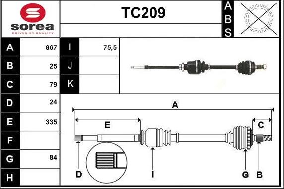 Sera TC209 - Приводной вал autospares.lv