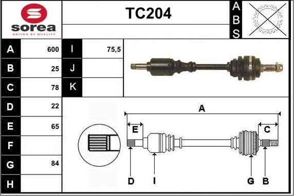 Sera TC204 - Приводной вал autospares.lv