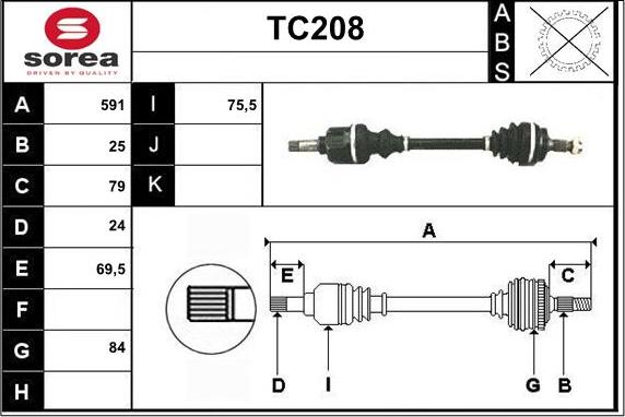 Sera TC208 - Приводной вал autospares.lv