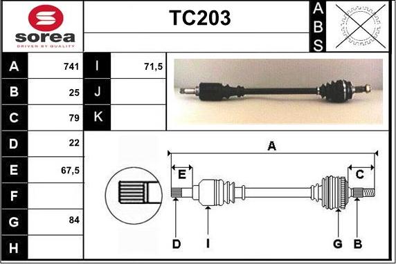 Sera TC203 - Приводной вал autospares.lv