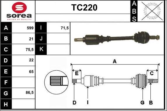 Sera TC220 - Приводной вал autospares.lv