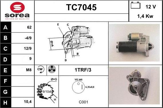 Sera TC7045 - Стартер autospares.lv