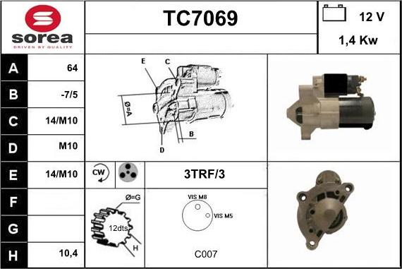 Sera TC7069 - Стартер autospares.lv