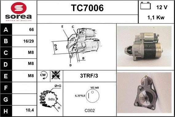Sera TC7006 - Стартер autospares.lv
