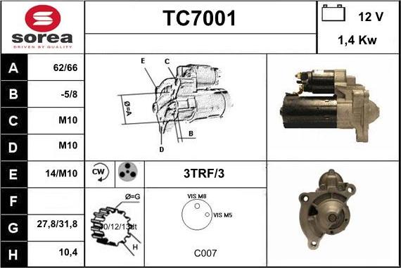 Sera TC7001 - Стартер autospares.lv