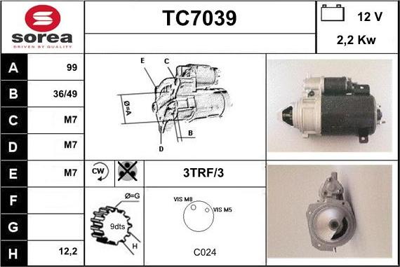 Sera TC7039 - Стартер autospares.lv