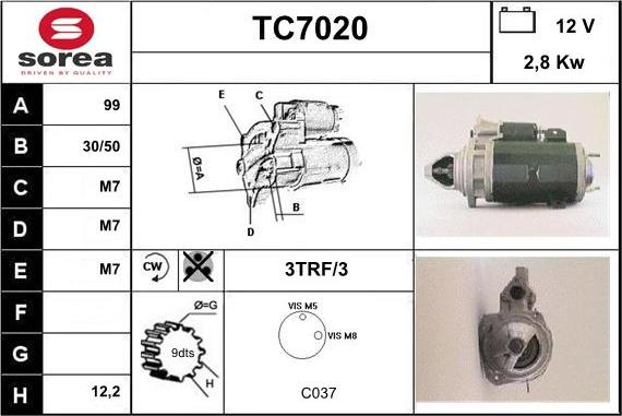 Sera TC7020 - Стартер autospares.lv