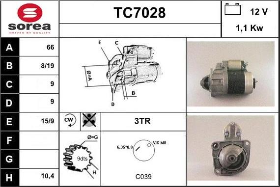 Sera TC7028 - Стартер autospares.lv