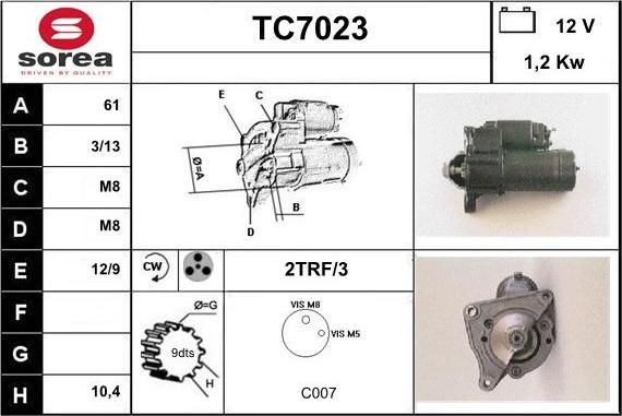 Sera TC7023 - Стартер autospares.lv