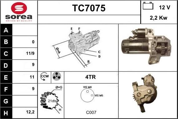 Sera TC7075 - Стартер autospares.lv