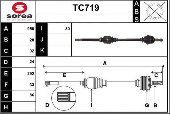 Sera TC719 - Приводной вал autospares.lv