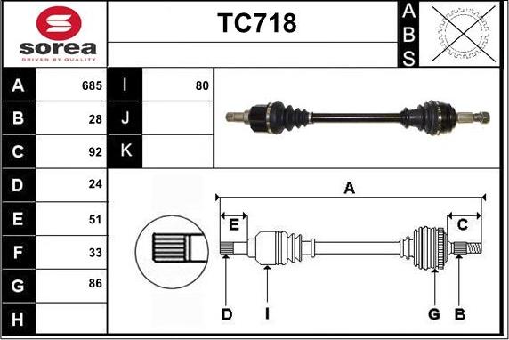 Sera TC718 - Приводной вал autospares.lv