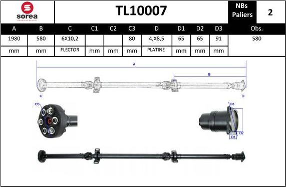 Sera TL10007 - Карданный вал, главная передача autospares.lv