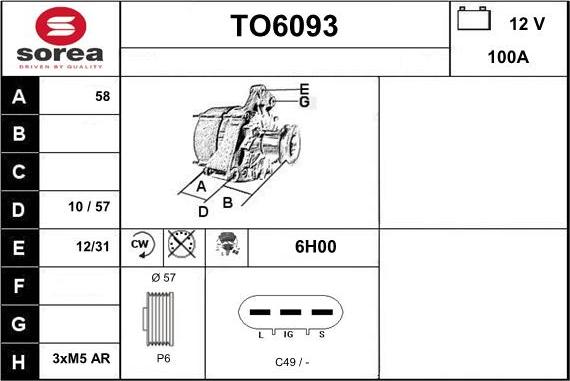 Sera TO6093 - Генератор autospares.lv