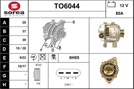 Sera TO6044 - Генератор autospares.lv