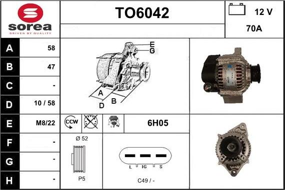 Sera TO6042 - Генератор autospares.lv