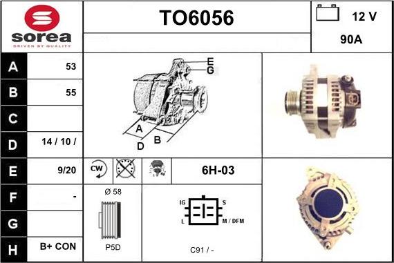 Sera TO6056 - Генератор autospares.lv