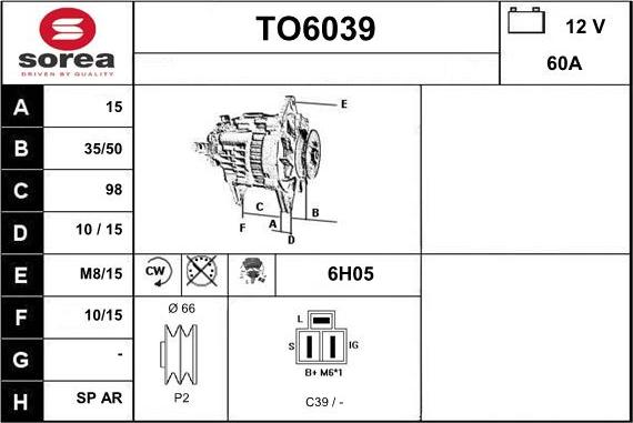 Sera TO6039 - Генератор autospares.lv