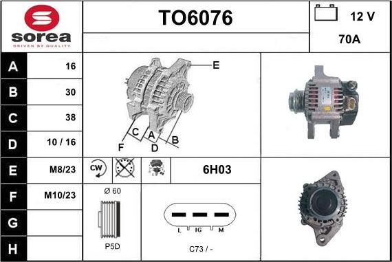 Sera TO6076 - Генератор autospares.lv