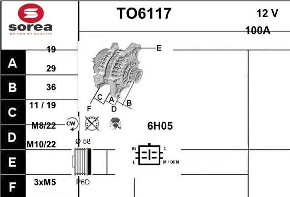 Sera TO6117 - Генератор autospares.lv