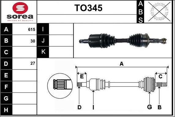 Sera TO345 - Приводной вал autospares.lv