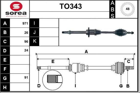 Sera TO343 - Приводной вал autospares.lv