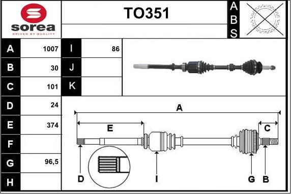 Sera TO351 - Приводной вал autospares.lv