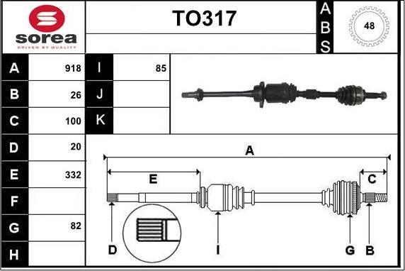 Sera TO317 - Приводной вал autospares.lv