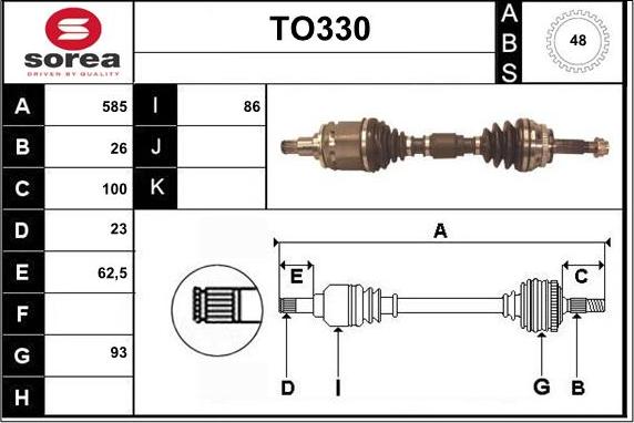 Sera TO330 - Приводной вал autospares.lv