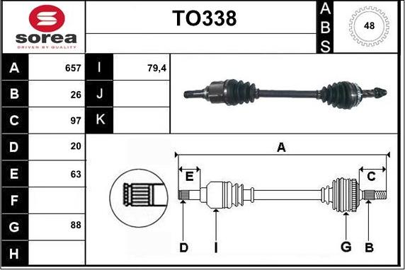 Sera TO338 - Приводной вал autospares.lv