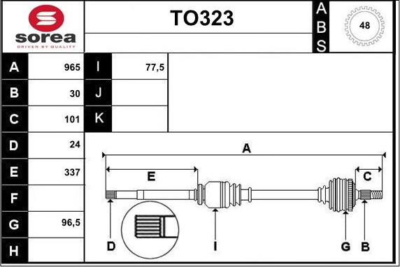 Sera TO323 - Приводной вал autospares.lv