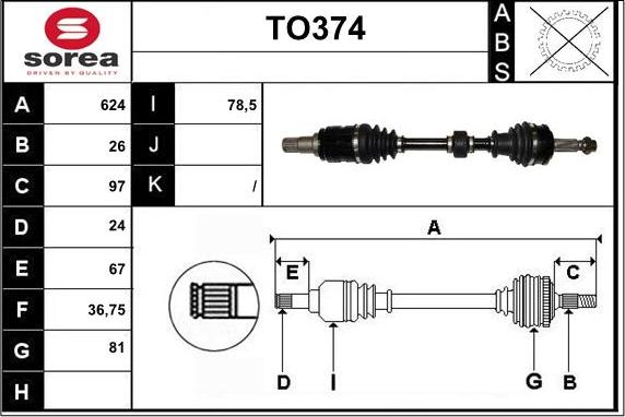 Sera TO374 - Приводной вал autospares.lv