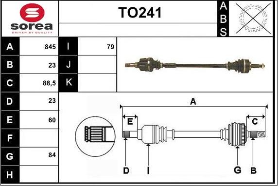 Sera TO241 - Приводной вал autospares.lv