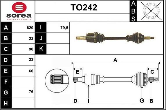 Sera TO242 - Приводной вал autospares.lv